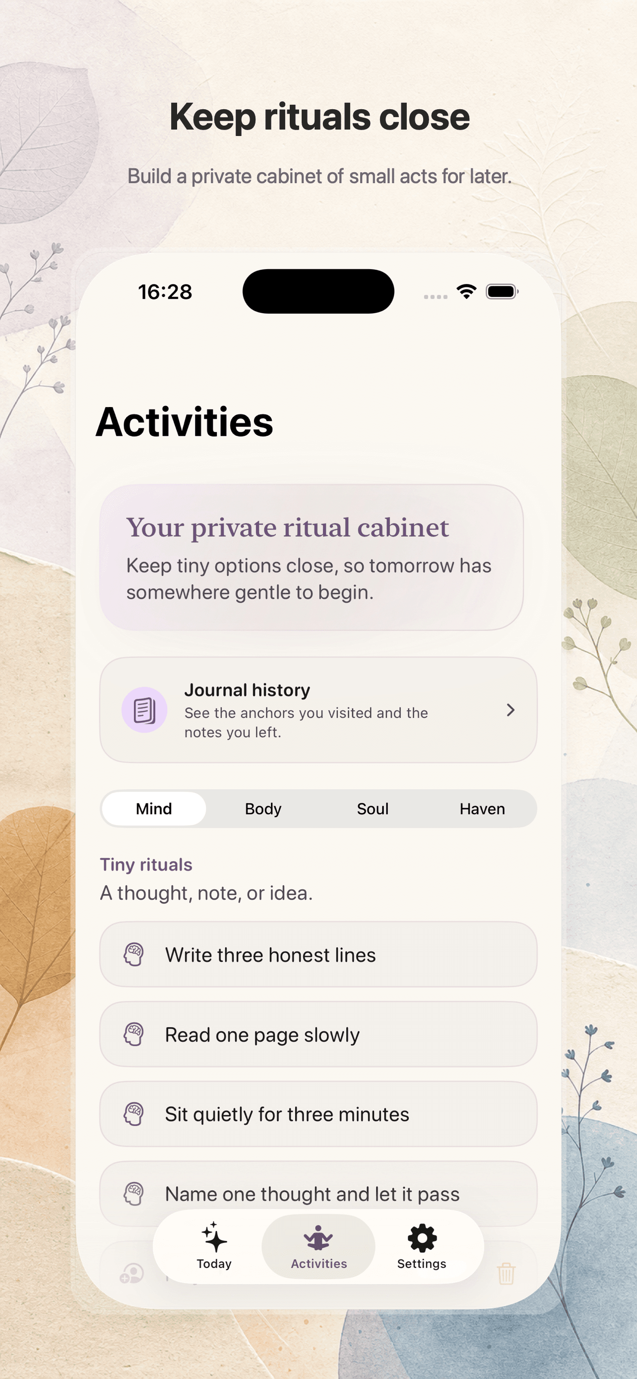 Lila activity library with custom ritual ideas.